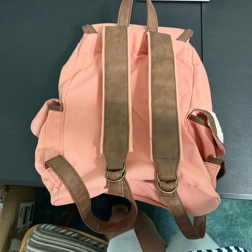 Candie's Pink and Brown Lace Women's Backpack - Picture 4 of 4